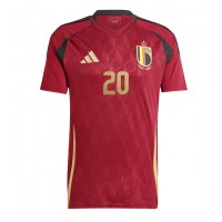 Camisa de Futebol Bélgica Lois Openda #20 Equipamento Principal Europeu 2024 Manga Curta